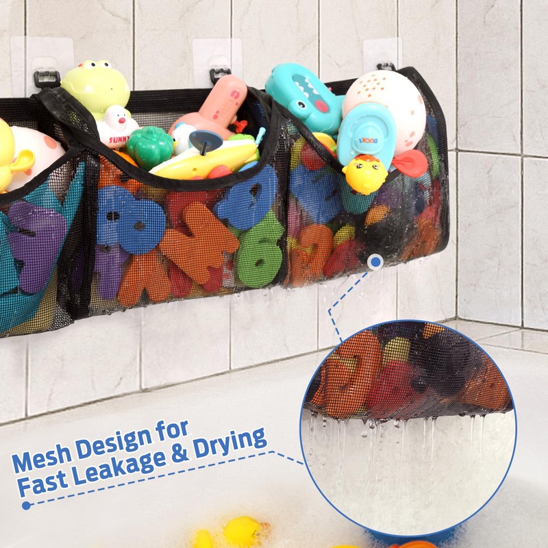 Goowin Bath Toy Storage, Bath Toy Holder, 3 Compartment Large