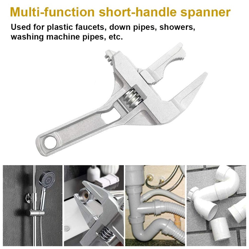 SABLUE Adjustable Wrench Spanner Reversible Jaw Pipe, Self-gripping angled teeth