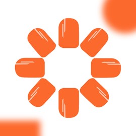 Orange Press on Nails - Short Fake Nails | Square Acrylic Nails,Reusable Stick on Nails,Solid Color Artificial Nails Glossy False Nails for Women Girls Daily Nail Art 24Pcs