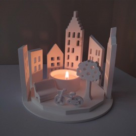 Japleed House Shape Candle Holder Silicone Molds, Hollow Building Tree Round Shape Molds for Epoxy Resin Concrete Plaster Gypsum Casting, DIY Unique Home Decor Art Craft Mould Gift Resin Accessories