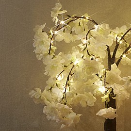 Hairui Lighted White Cherry Blossom Tree Battery Operated 18IN 40 Warm White LED Artifical Bonsai Tree with Timer USB Plug for Wedding Birthday Party Christmas Home Decoration