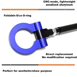 iJDMTOY Blue Track Racing Style Tow Hook Ring Compatible with 2017-up Alfa Romeo Giulia (952), Stelvio (949), Made of Lightweight Aluminum
