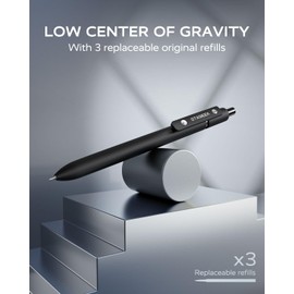 STAGEEK Black Gel Pens, 6Pcs Fine Point Smooth Writing Pens with 3 Extra Refills, Quick Dry Black Ink Pens for Journaling, Office, Note Taking, School Supplies, Nurse Aesthetic(Black Gray White)