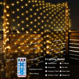 CORST Outdoor Light Net for Bushes 3.6 x 1.5 m Mesh Light Net Christmas Tree Solar Garden Fairy Lights Waterproof with Remote Control Timer for Xmas Room Balcony (Warm White)