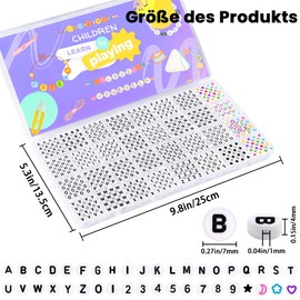 DIYDEC Pack of 1610 White Alphabet Beads, 7 mm Round Letter Beads, Colourful Hearts, Star Letter Spacer Beads for Threading for Jewellery Making, DIY Bracelets, Necklaces, Crafts