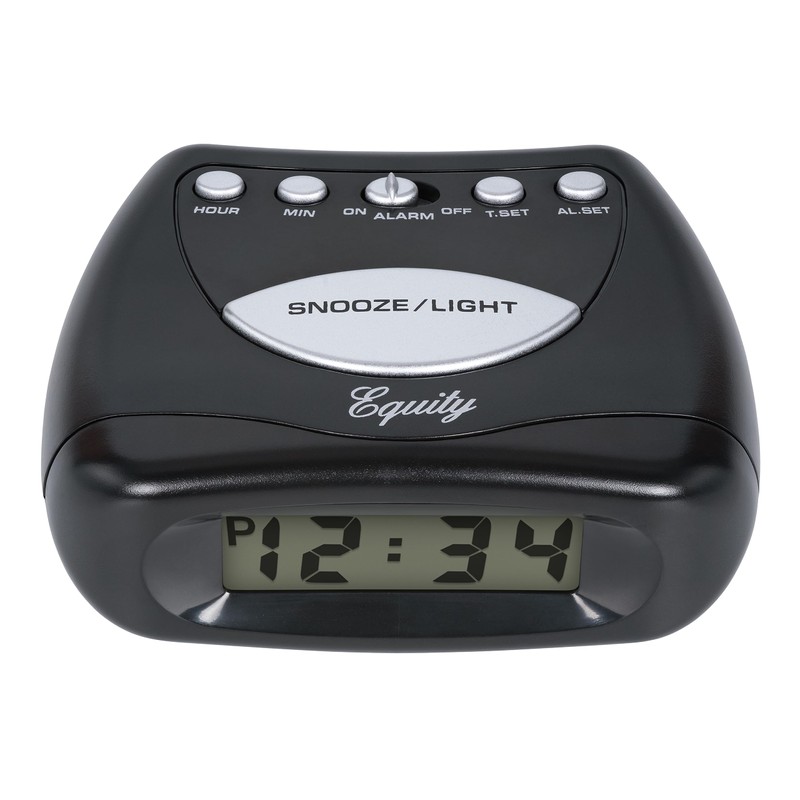 Equity 31003 LCD Snooze Alarm Clock, Black