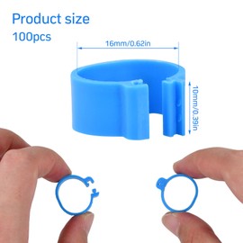 Dokpav 100 Pcs Chicken Leg Rings, 5 Colors 16mm Chicken Identification Leg Bands, 001-100 Numbered Clip on Leg Rings for Chickens Ducks Goose Turkey Pigeons Gamefowl Birds Poultry Care