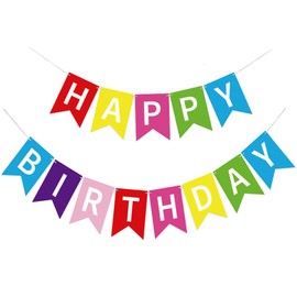 Already Threaded Happy Birthday Garland, 16 × 20 cm Happy Birthday Colourful for Children, Paper Birthday Garland, Adult Birthday Party