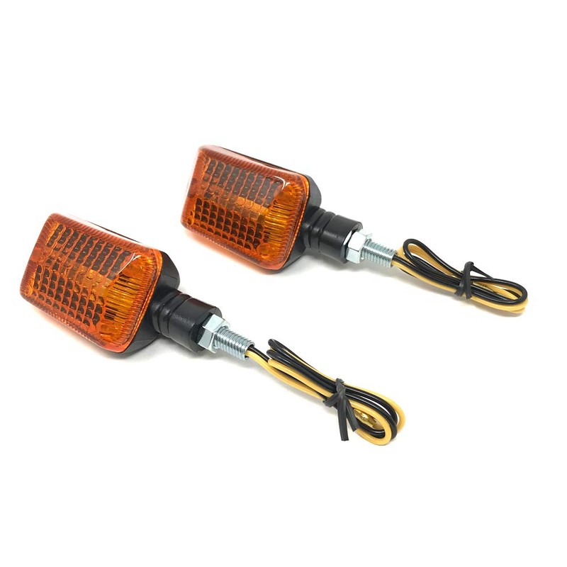 Motorcycle 21 W Indicator Pair Black with Yellow Lenses