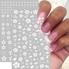 6Pcs White Flower Nail Stickers 3D Self-Adhesive Hibiscus Nail Decals