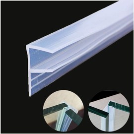 Queenbox Shower Door Seal Strip 120 inches Cuttable Length, 20mm Extended Water Retaining Edge, Frameless Glass Door/Window Sweep to Stop Shower Water Leaks, 1/2"(12mm) Glass Thickness, Clear (F-Type)