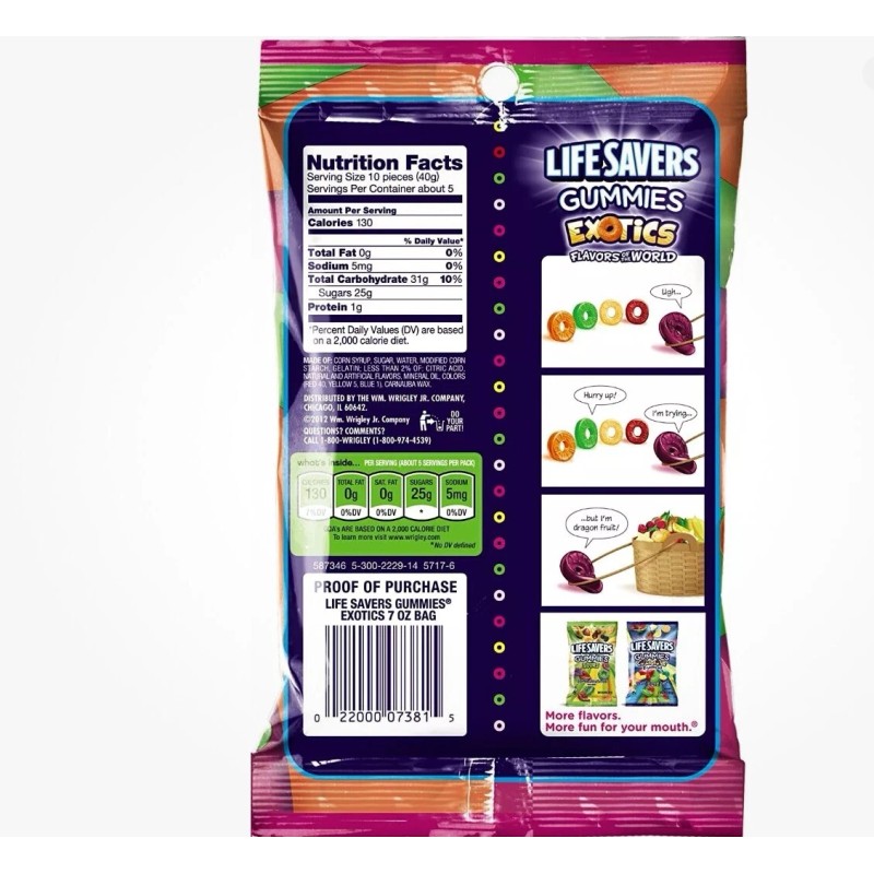 LIFE SAVERS Exotics Gummy Candy, 7 oz Bag Count 5