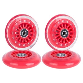 AOWISH Ride on Swing Twist Wiggle Car Polyurethane Replacement Wheels w/Bearings ABEC-9 (2 Front Wheels with Convex Hub, 2 Rear Wheels with Concave Hub) (Red)