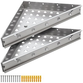 2PCS Floating Corner Shower Bench-Custom Tile Shower Corner Seat,Tile Wall Mount Floating Showers Bench Seat Shelf for Foot Rest&Shaving,12"x12"x17"Tiled Bath Corners Benches