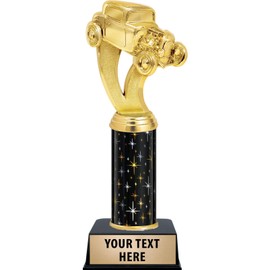 Crown Awards Hot Rod Trophy, 11" Black Midnight Hot Rod Trophy, Free Engraving Prime