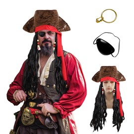 Heyigrow - Parche de pirata para hombre, diseño de sombrero, estilo renacentista, accesorios medievales, juego de capitán cosplay para Ren Faire, 3 fotos, 3 pics
