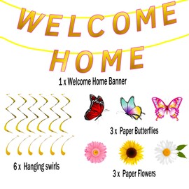 23Pcs Pre-Strung Welcome Home Banner Decorations, Welcome Sign For Party Decorations, Home Decor For Military Army Homecoming Party Decorations, Family Theme Party Supplies