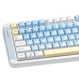 COOMICKEY PBT Keycaps, 149 Keys Cherry Profile Keycap Set, Cute Cat Key Cap, Dye Sub Blue White Keyboard Keycaps Suitable for 60% 65% 75% 80% 100% MX Switches Mechanical Keyboard