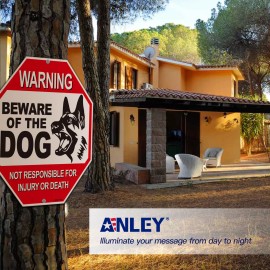 Anley Beware of The Dog Aluminum Warning Sign - Warning Dog Sign 12"x12"
