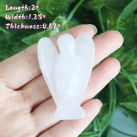 YATOJUZI Angel Clear Quartz Crystal Decor 2" Guardian Polished Natural Stone Sculpture Hand Carved Cute Figurine Gemstone Energy Healing Crystals Home Room Office Desk Decor Angels Gifts for Mom
