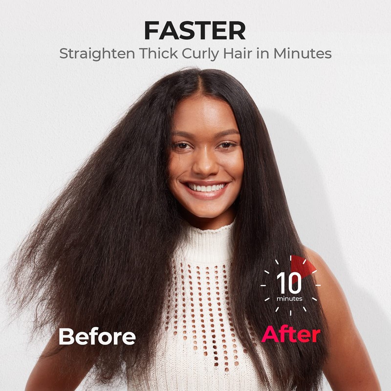 TYMO Hair Straightener Brush - Upgraded Ionic Plus Straightening Brush