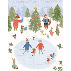 Traditional Skating Animals A4 Advent Calendar - 24 Door Wood Wildlife Design