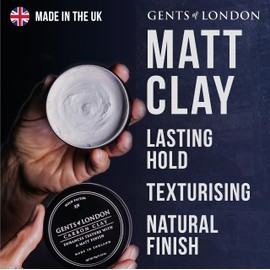 Hair Clay For Men, Matte Putty, Medium Hold Carbon Clay, Gents of London Texture Enhancing Mens Hair Clay, Authentic Styling Matt Clay Hair Wax | Grooming Products for Men, Hair Styling Clay 75g