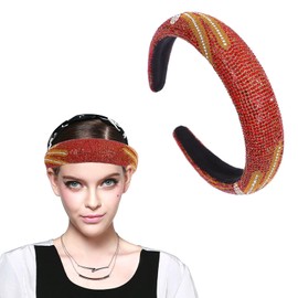 Cutewing Fashion Wide Headband for Women Sparkle Red Rhinestone Headbands Dressy Glitter Headband Comfortable High Elastic Head Band Hairband Hair Hoop Hair Accessories for Women