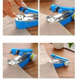 Handheld Sewing Machine Stainless Steel Portable Sewing Machine for Quick Stitching Mini Sewing Machine for Household Travelling Blue