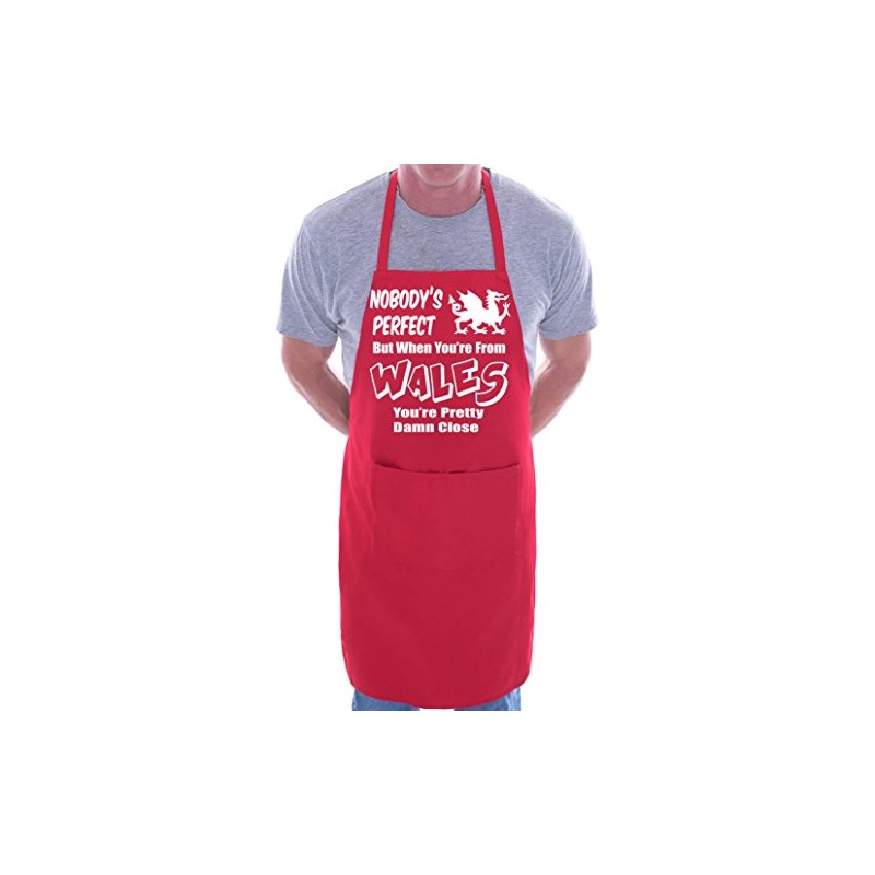 Print4U Wales Welsh Perfect BBQ Cooking Funny Novelty Apron Red