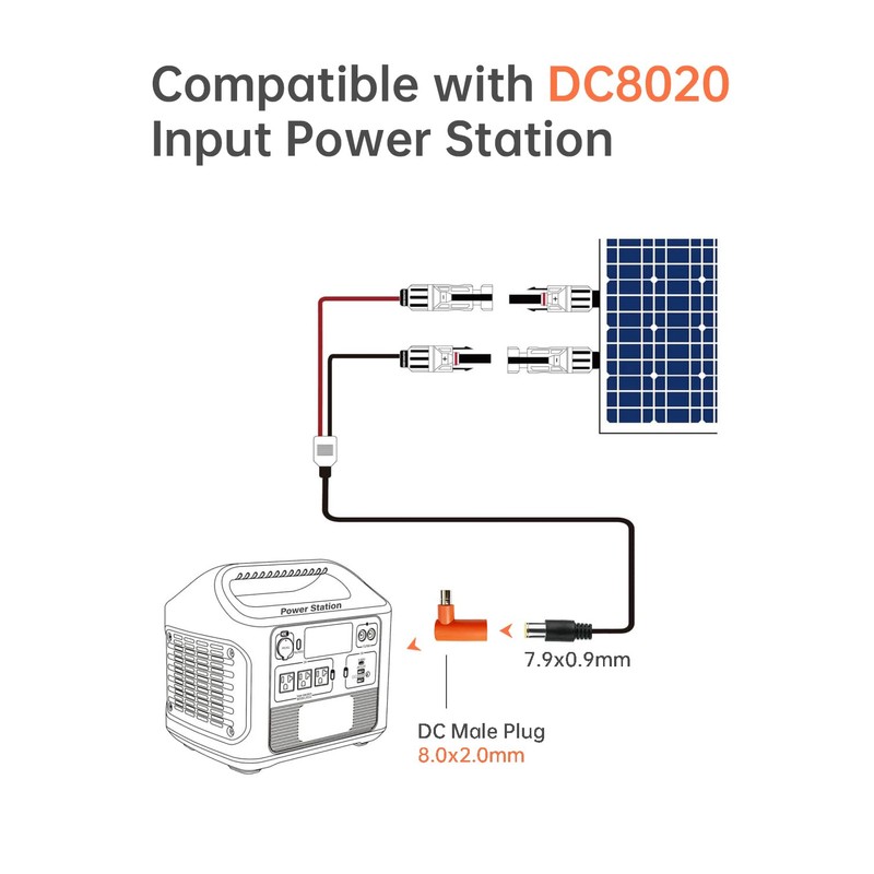 Naubluvo DC 7909 to DC 8020 Adapter 90-Degree Right Angle