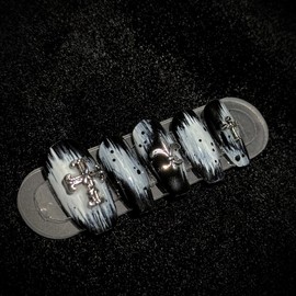 1:30AM, the silent remnants of dawn |Black White Nails - Coffin / 1:30AM, 침묵하는 새벽의 잔영 | 블랙화이트 네일 - 코핀