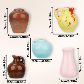 Tinoaly 5pcs Mini Ceramic Vase Magnets for Fridge, Cute Funny Mini Magnetic Vases Tiny 3D Plant Vase Small Flowers Vases Decorations for Home Office Kitchen Refrigerator Locker Decor