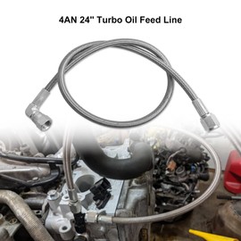 4AN Turbo Oil Feed Line 24" Turbo Feed Line Length Stainless Steel Braided 4AN Pressure Stainless Remote Turbocharger Oil Drain Return Line AN4 90 Degree End Straight Hose End