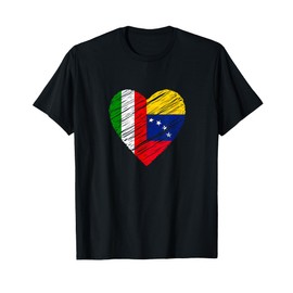 Venezuela Italy Heart Italian Flag Venezuelan Flag Heart T-Shirt