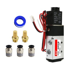 RIH Pneumatics Solenoid Valve 1/4" NPT DC24V Single Coil Pilot-Operated Electric 5Way2Position 4V210
