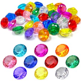 NLR FUN (3 cm, 30 pieces, acrylic diamond gemstones, ten colours in equal quantities. Festive party home decor. Treasure Hunting Toy|Gift Bag Filler, Gift for Birthday/Christmas/Easter prizes