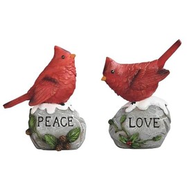 ICE ARMOR 2-PC Set 4.75" H Cardinal on Stone Figurine Statue Sculpture Ornament Decoration Home/Room Decor Ideas for Housewarming, Holidays and Birthdays Great Collectible Addition