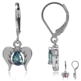 Silvershake Simulated Color Change Alexandrite 925 Sterling Silver Angel Wings Dangle Leverback Earrings
