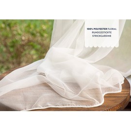 ENGLISH HOME Sheer Curtains, Set of 2, Transparent Curtain with Eyelets, Window Curtains Made of Voile Polyester, Breathable Curtains for Living Room, Bedroom, Patterned, 140 x 275 cm, White