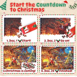 Yipem Advent Calendar 2024 Christmas Puzzles, 24 Days Countdown Calendar Christmas Puzzle for Kids Adults, Christmas Gifts for Boys Girls, 1008 Pieces Puzzle Advent Calendar Game Home Decor