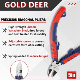 GOLD DEER Precision Diagonal Wire Cutting Pliers Wire Flush Cutter Wire Scissors Clippers Electronic Pliers Mini