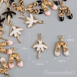 Framendino, 30 Pack Enamel Ballet Charm Shoes Pendant for Jewelry Necklace Earrings Bracelet Craft DIY