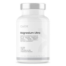CellX Magnesium Ultra con Malato, Glicinato y Citrato | Suplemento de Magnesio con Vitaminas del Complejo B | 90 Cápsulas Veganas