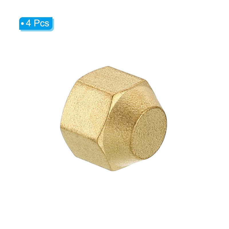 PATIKIL 1/4" Brass Flare Cap, 7/16-20UNF Female Thread 4Pcs SAE