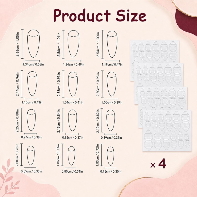 96Pcs Short Almond Press On Nails, Polka Dot False Nails