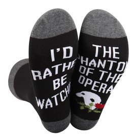 BWWKTOP Phantom Of The Opera Musical Socks Musical Theater Gifts I'd Rather Be Watching The Phantom Of The Opera Socks (Watching The Phantom)