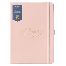 Busy B 2026 A5 Family Diary - Weekly Planner with 5 Schedules, Faux Leather Dust Pink & Gold Foil Cover- Life Planner for Busy Families - Includes Year Planner, Birthdays & Tear-Off Notes