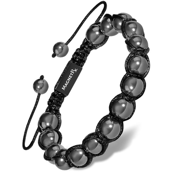 MagnetRX® Magnetic Hematite Bracelet – MAX Strength Magnetic Stones – Beaded Magnetic Bracelets for Men and Women (Bali 8mm Bead)