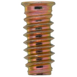 YoiYee M6 x 30mm Threaded Insert Nuts Heavy Duty for Wood Furniture, Hex Socket Drive, Zinc Yellow Passivated - 20pcs